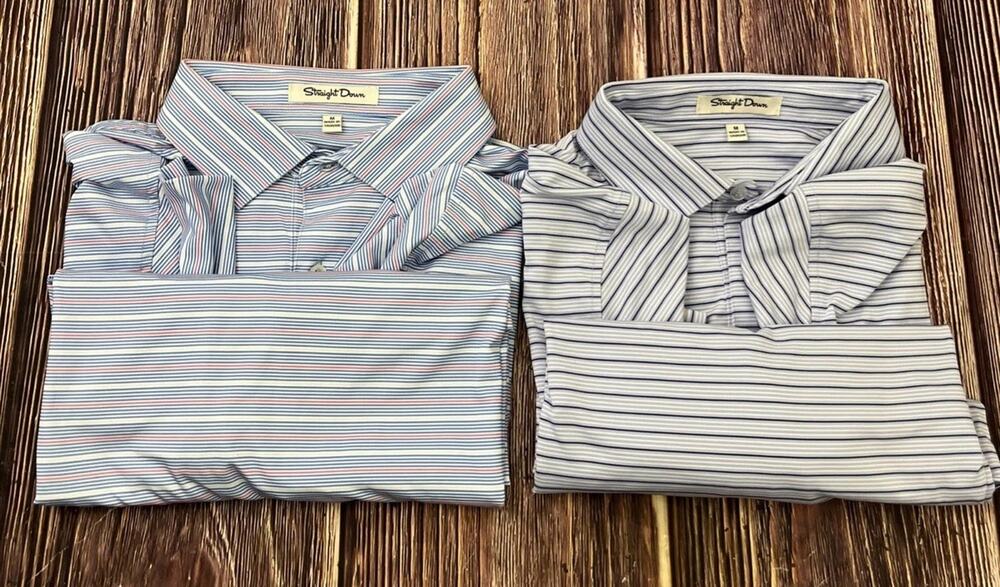 Lot of 2 Straight Down Polo Short Sleeve Performance Shirts Mens Medium